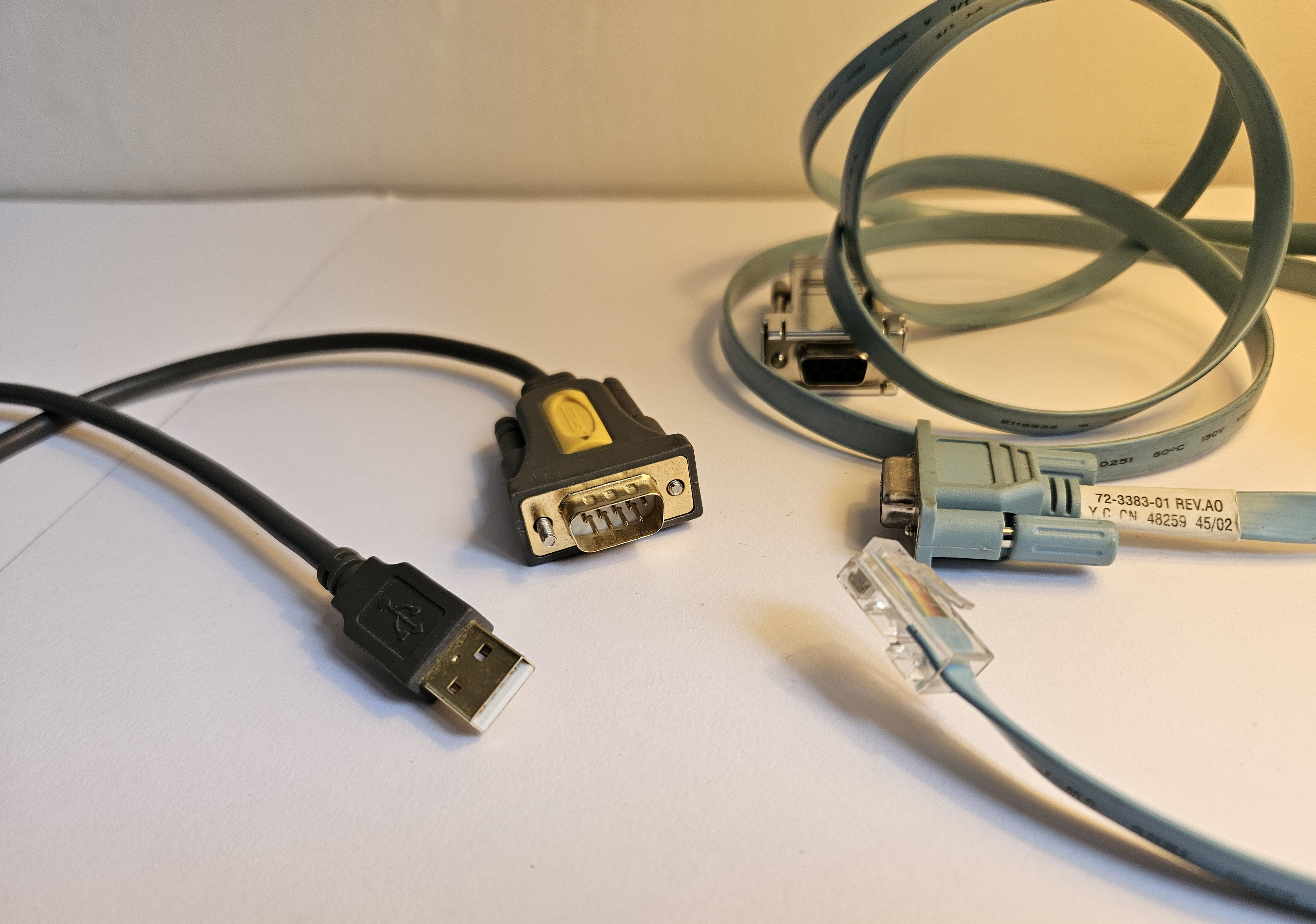DB9 to RJ45 console cable with USB serial adapter