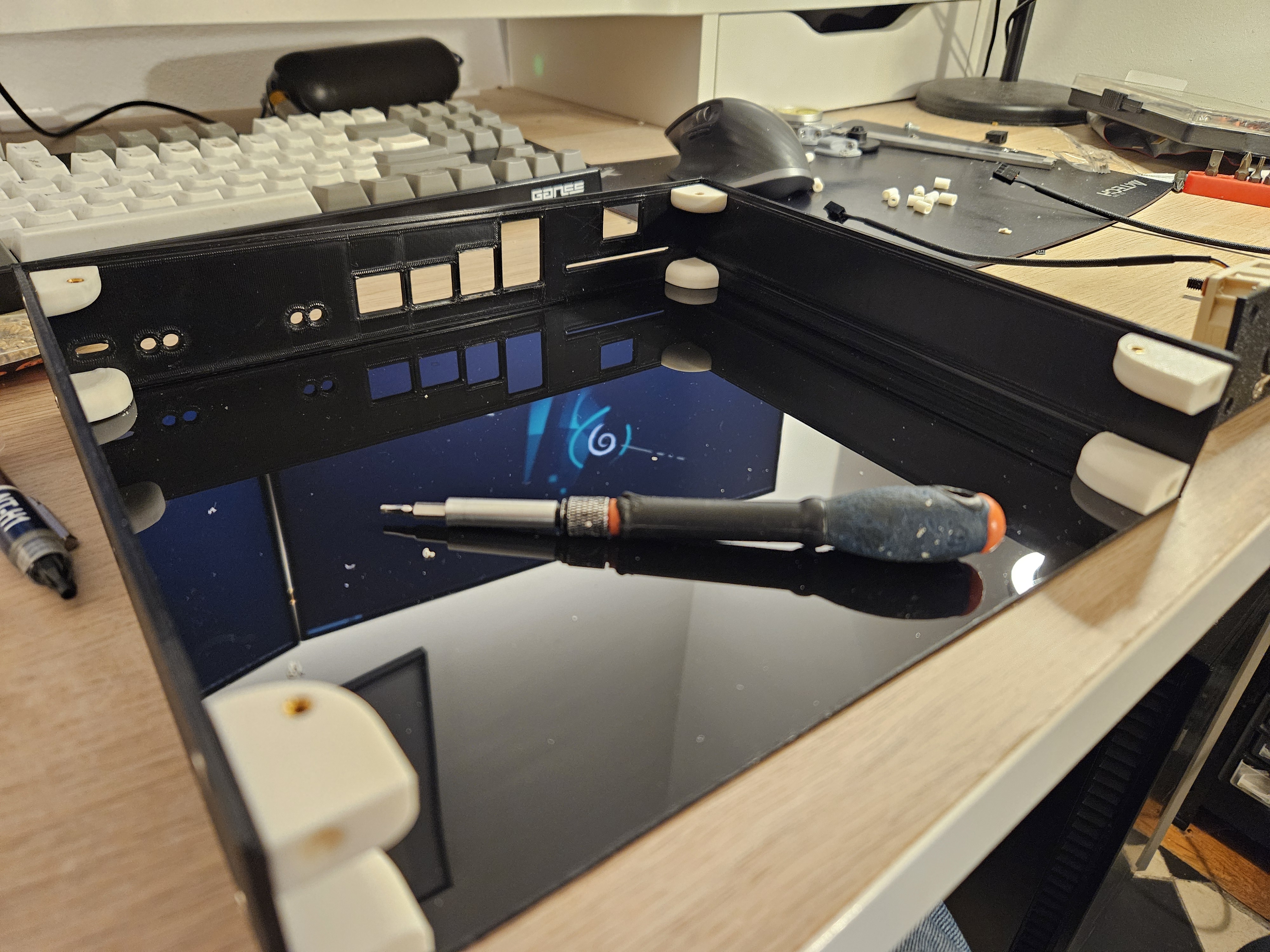 partially assembled case